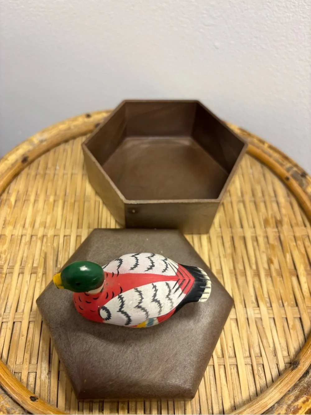 Decorative Duck Figurine box - Red, Green, White